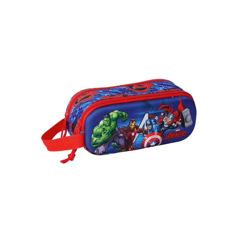Trousse 3D Avengers Safta 2 compartiments rouge bleu 21x8x6 cm