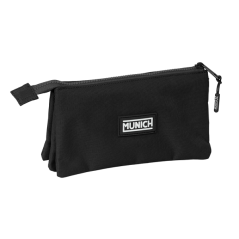 Trousse 3 compartiments Safta Munich Basics noir 22x12x3 cm