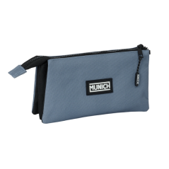 Trousse 3 compartiments Safta Munich Basics gris 22x12x3 cm