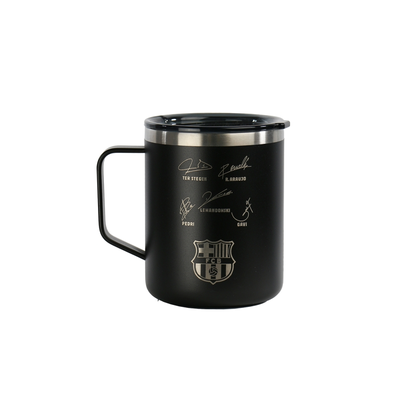 Mug FC Barcelone inox 400 ml noir double paroi avec couvercle