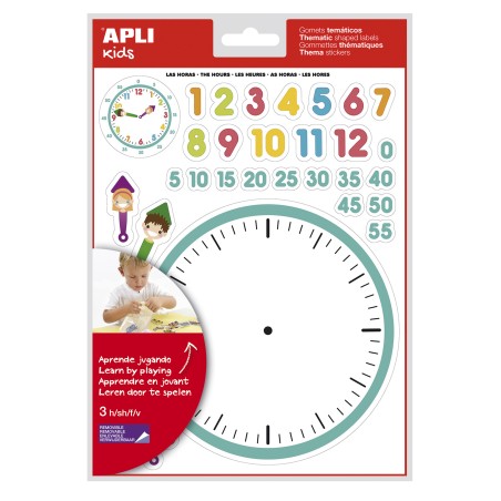 ✅ LOT de 5 Apli Autocollants Thématiques les Heures - 90 Autocollants sur 3 Feuilles - Aide à l'Apprentissage en stock