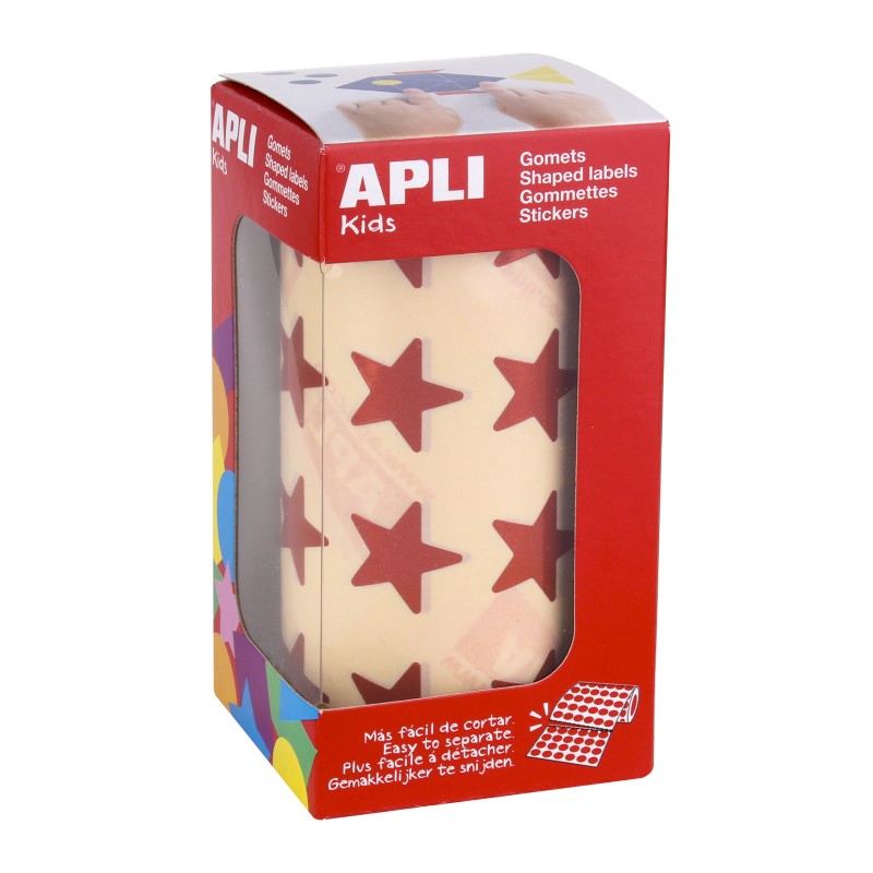 Apli Gomets Star 19,5 mm - 1416 unités par rouleau - Adhésif permanent - Idéal pour les activités des enfants