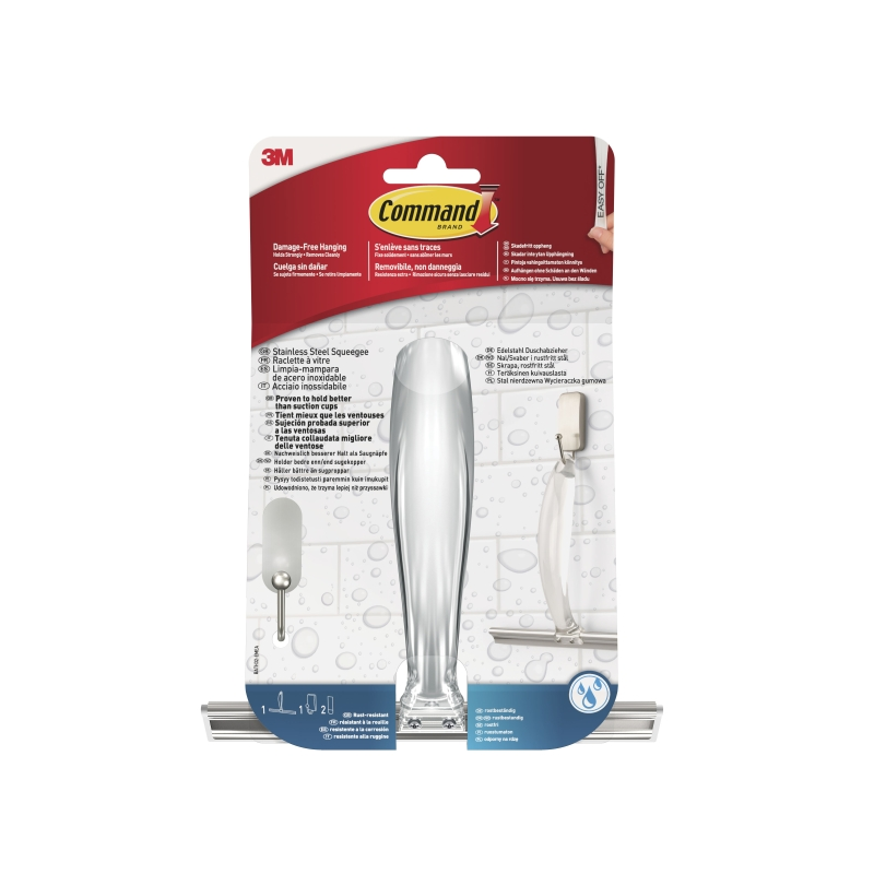 Raclette pour parois Command acier inoxydable gris métallisé