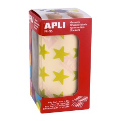 ✅ Autocollants Apli Metallic Yellow Star - Taille 19,5 mm - 1416 autocollants par rouleau - Adhésif à base d'e en stock