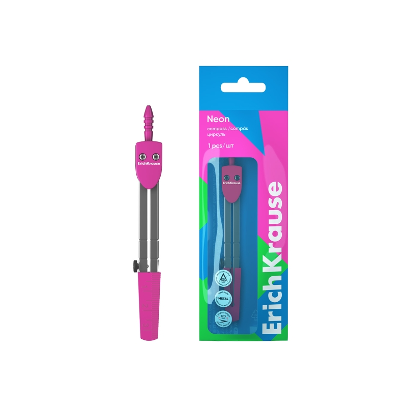 Compas scolaire métal 120 mm rose ErichKrause Compas scolaire métal 120 mm rose ErichKrause