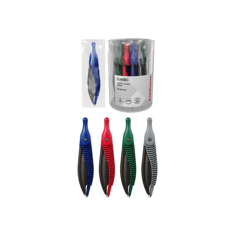 Compas scolaire ErichKrause 122 mm assortiment de couleurs