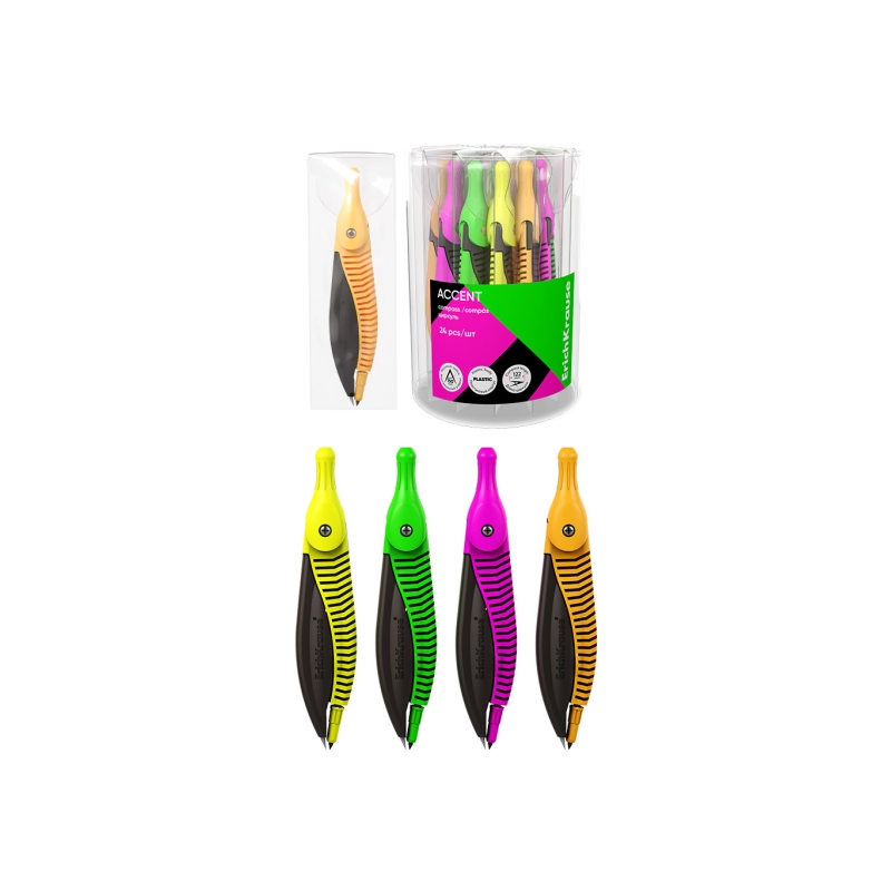 Compas scolaire ErichKrause Accent 122 mm assorti avec étui Compas scolaire ErichKrause Accent 122 mm assorti avec étui