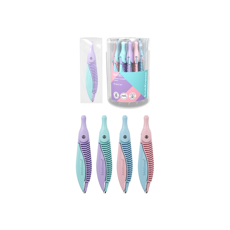 Compas scolaire ErichKrause 122 mm avec étui, assorti Compas scolaire ErichKrause 122 mm avec étui, assorti