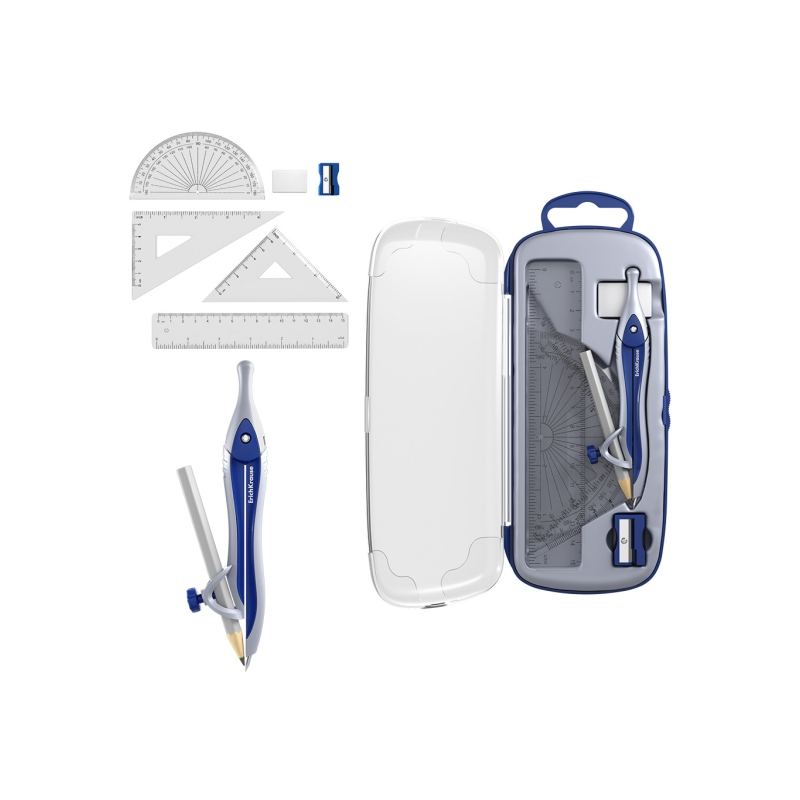 Pack géométrie scolaire ErichKrause bleu 15 cm Pack géométrie scolaire ErichKrause bleu 15 cm
