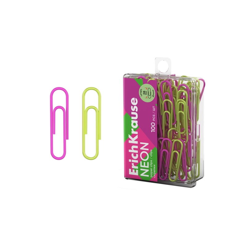 Clips recouverts 28 mm assortis, boîte de 100 ErichKrause Clips recouverts 28 mm assortis, boîte de 100 ErichKrause