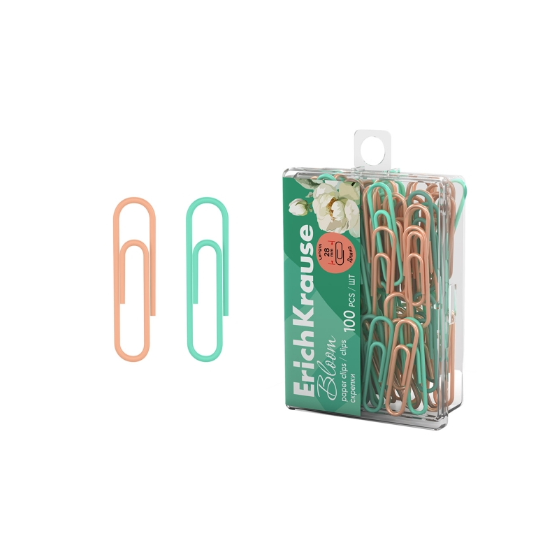 Clips recouverts 28 mm assortis ErichKrause, boîte de 100 Clips recouverts 28 mm assortis ErichKrause, boîte de 100