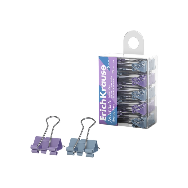 Pinces double clip 19 mm ErichKrause x10, assorties Pinces double clip 19 mm ErichKrause x10, assorties
