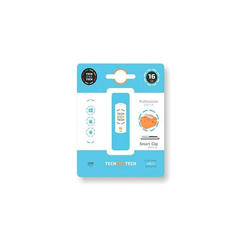 Clé USB 16 Go TechOneTech Pro Smart Clip USB 2.0 blanc Clé USB 16 Go TechOneTech Pro Smart Clip USB 2.0 blanc