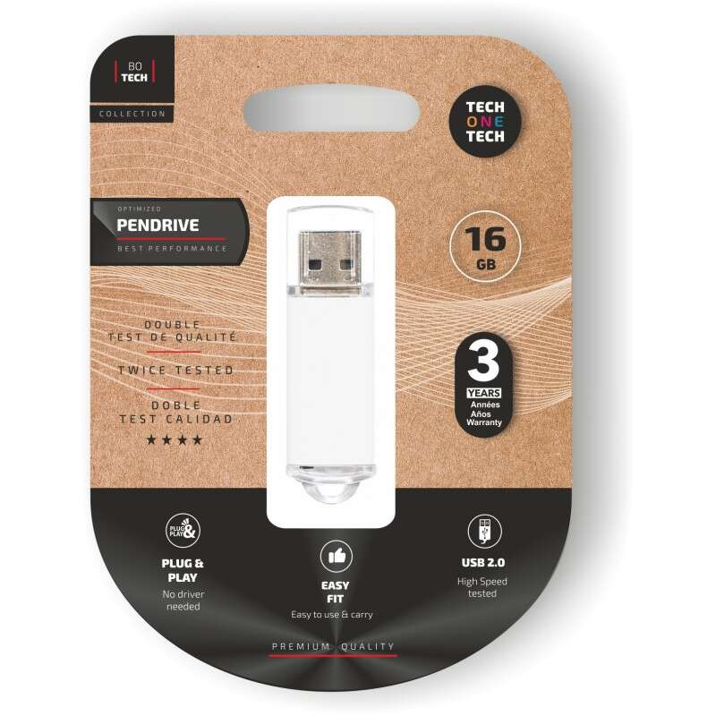 Clé USB 16 Go TechOneTech Basic USB 2.0 blanche Clé USB 16 Go TechOneTech Basic USB 2.0 blanche