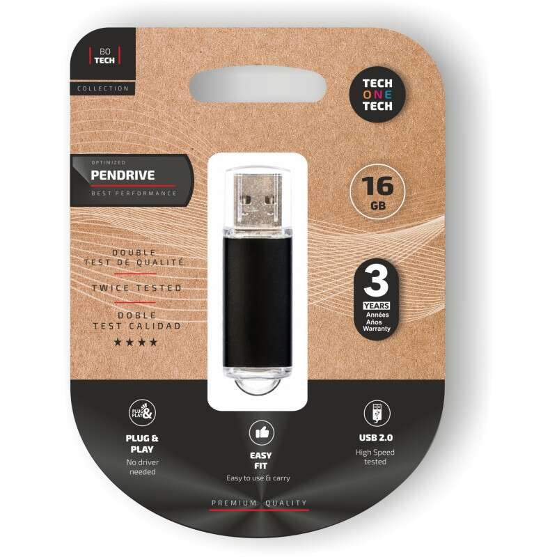 Clé USB 16 Go TechOneTech Basic USB 2.0 Noir