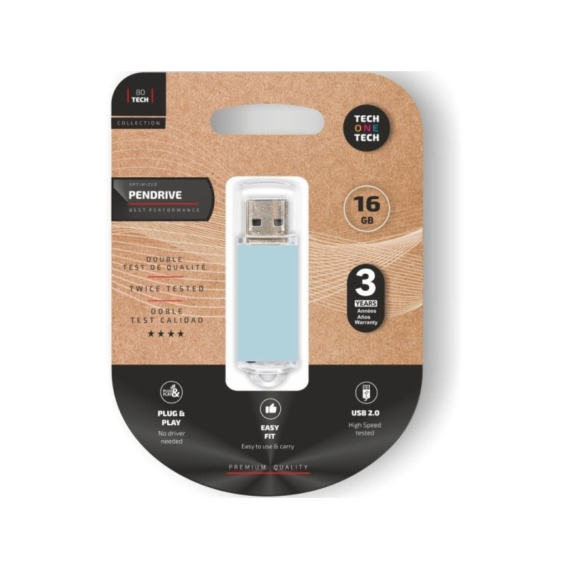 Clé USB 2.0 16 Go TechOne Basique bleu Clé USB 2.0 16 Go TechOne Basique bleu