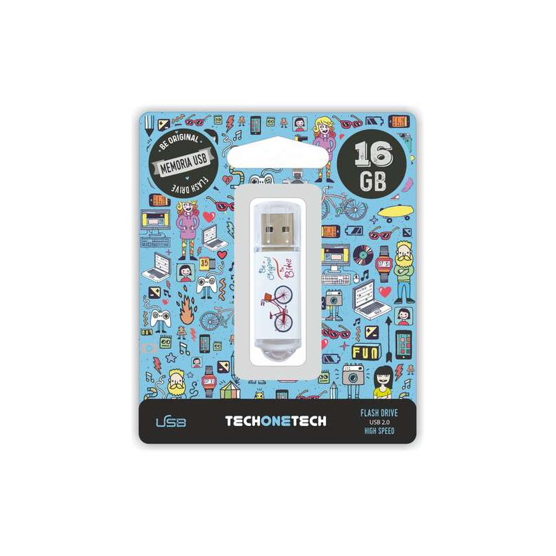Clé USB 16 Go TechOneTech Be Bike USB 2.0 multicolore