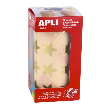 ✅ Autocollants Apli Metallic Gold Star - Taille 19,5 mm - Adhésif permanent - 1416 autocollants par rouleau - I en stock