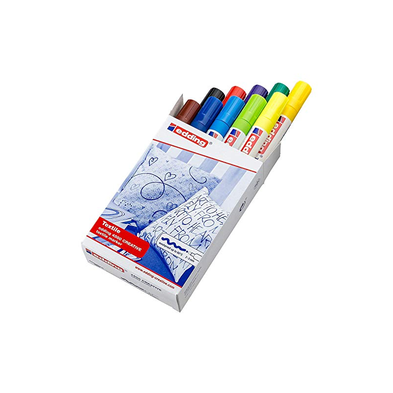 Edding 4500 Pack 10 Marqueurs Textile Pointe Ronde Assortis
