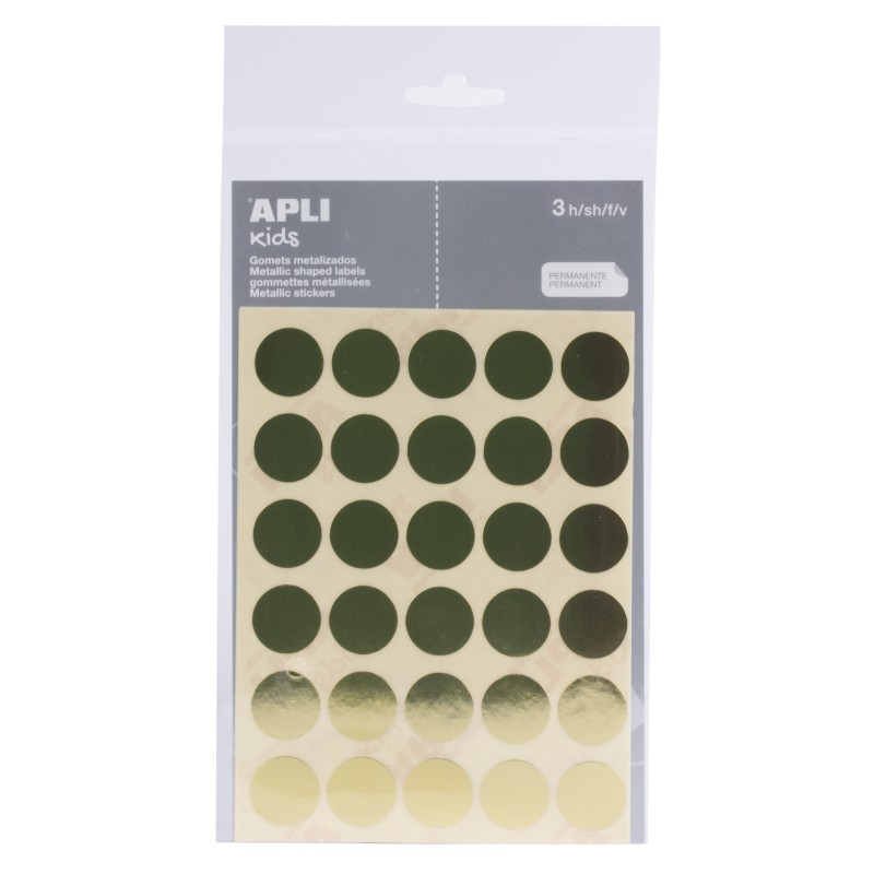 LOT de 10 Sachet Apli de Stickers Ronds Ø 20mm de Couleur Or avec Adhésif Permanent - 90 Stickers sur 3 Feuilles - Idéal pour