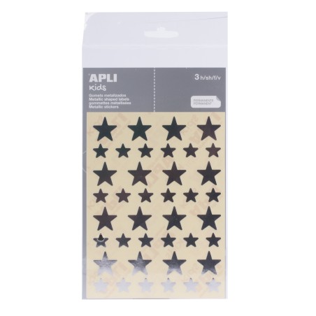✅ LOT de 10 Apli Star Shaped Gummy Bag - Taille 12,5 mm et 19,5 mm - Adhésif permanent argenté - 3 feuilles et en stock