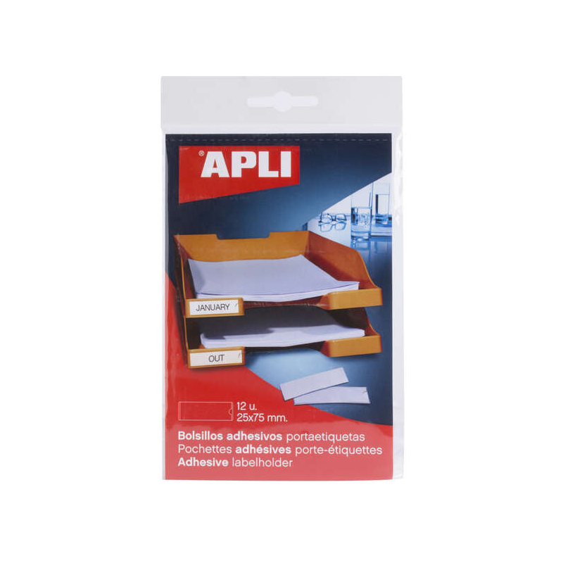 Pochettes adhésives Apli transparentes 25x75 mm Pochettes adhésives Apli transparentes 25x75 mm