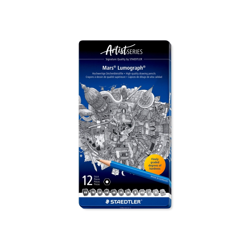 Staedtler Mars Lumograph 100, coffret 12 crayons graphite Staedtler Mars Lumograph 100, coffret 12 crayons graphite