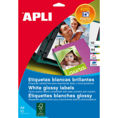 Étiquettes blanches photo laser Apli 199,6x289,1mm 10 feuilles