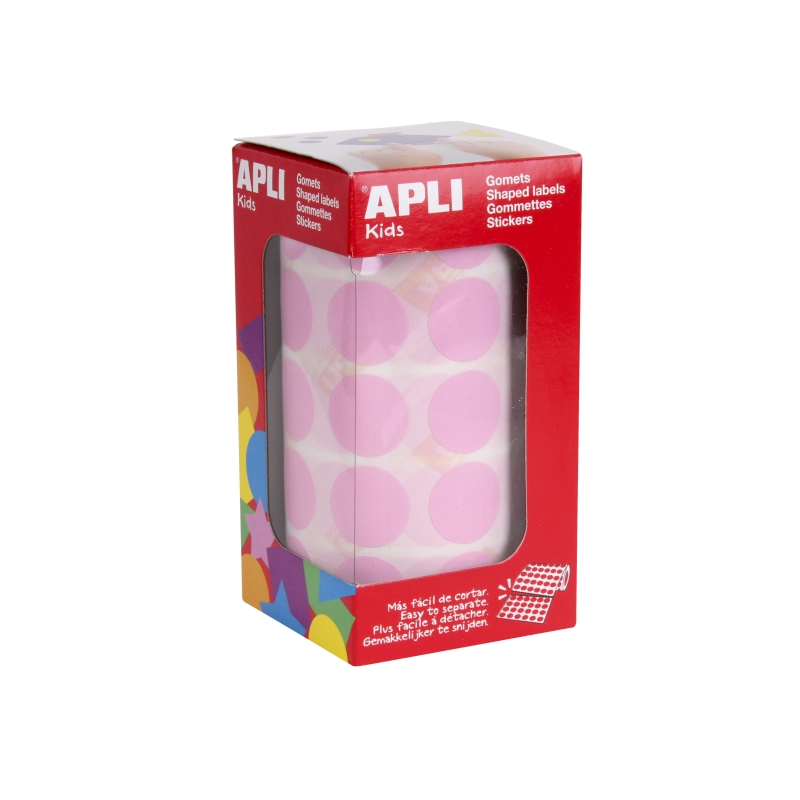 Gomets ronds Apli Ø20 mm rouleau 1770 pièces rose Gomets ronds Apli Ø20 mm rouleau 1770 pièces rose