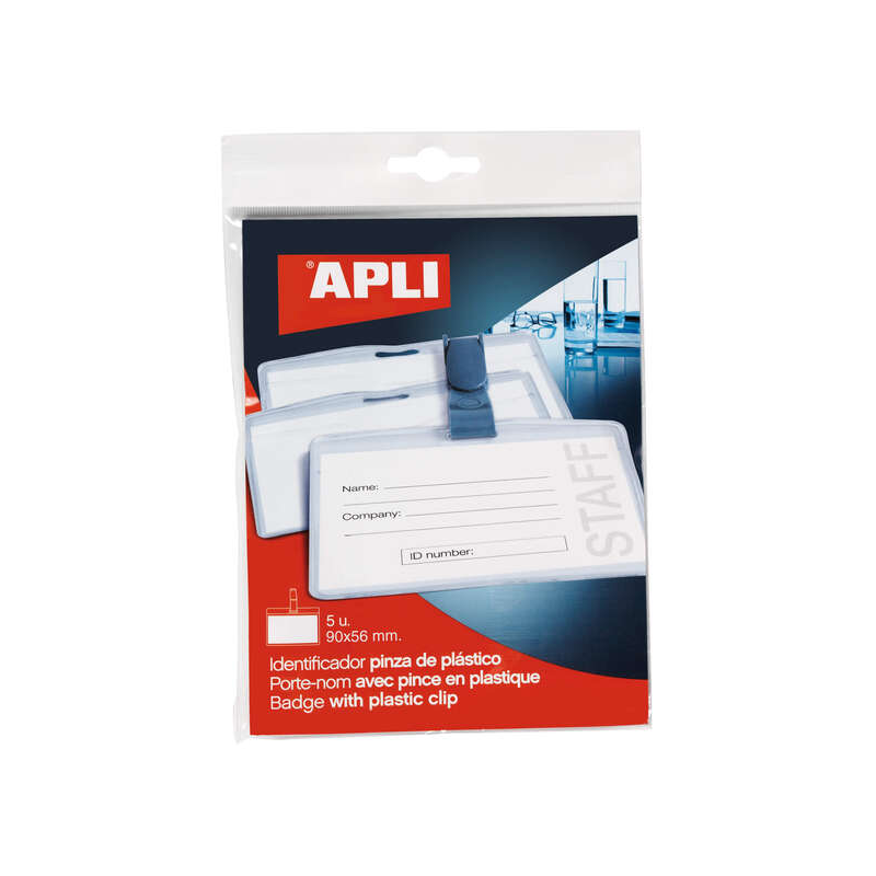 Identifiant Apli avec clip transparent 90 x 56 mm