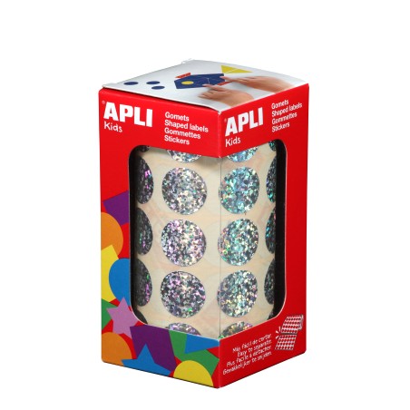 ✅ Apli Autocollants Holographiques Ronds - Taille Ø 20mm - Adhésif Permanent - 59 Feuilles Prédécoupées - 1 en stock