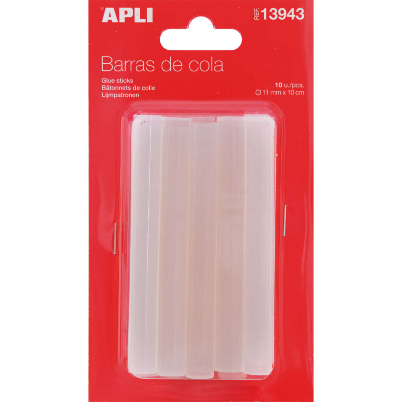 Bâtonnets thermofusibles Apli Ø11 mm x 10 cm transparents