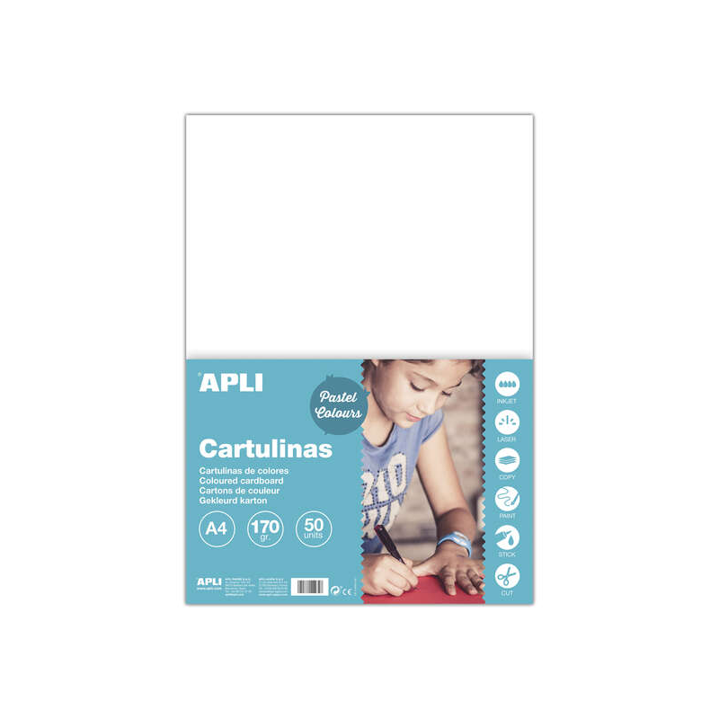 Carton blanc A4 170 g 50 feuilles Apli Carton blanc A4 170 g 50 feuilles Apli