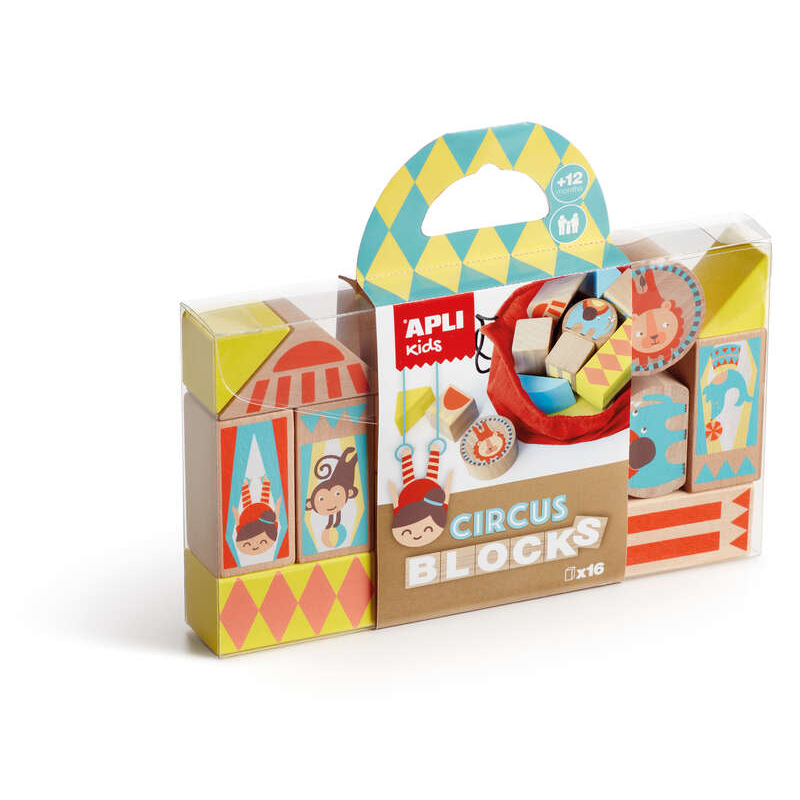 Blocs en bois empilables Circus 16 pièces Apli multicolores Blocs en bois empilables Circus 16 pièces Apli multicolores