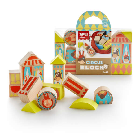 Blocs en bois empilables Circus 16 pièces Apli multicolores