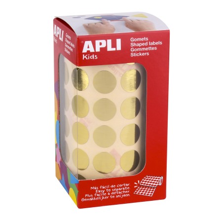 ✅ Apli Autocollants Ronds Or Métallisé - Ø 15mm - 2832 Autocollants par Rouleau - Adhésif Permanent - Idéal en stock