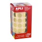 Apli Autocollants Ronds Or Métallisé - Ø 15mm - 2832 Autocollants par Rouleau - Adhésif Permanent - Idéal pour les Ecoles et