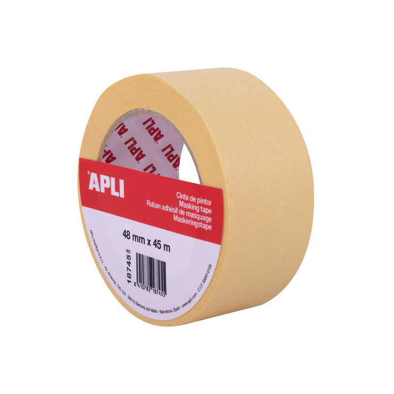 Ruban de masquage Apli jaune 48 mm x 45 m Ruban de masquage Apli jaune 48 mm x 45 m