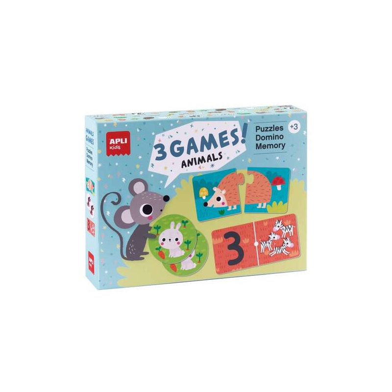 Apli Set 3 Jeux Animaux Multicolores, 84 Pièces