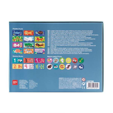 Apli Set 3 Jeux Animaux Multicolores, 84 Pièces