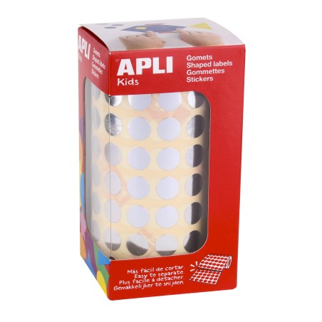 ✅ Apli Round Gomets Silver Metallic - Ø 10,5 mm - 5192 unités par rouleau - Développe les compétences et les en stock