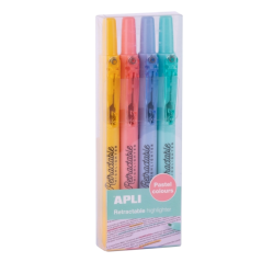 Surligneur rétractable pastel Apli pointe biseautée x5