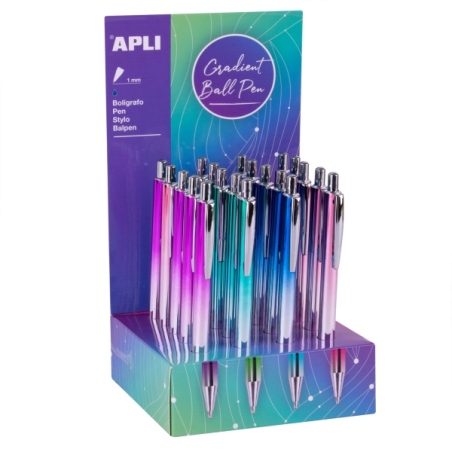 présentoir Apli pour stylos rétractables métalliques