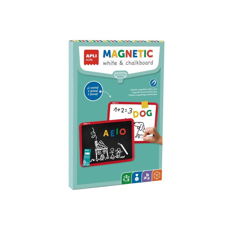 Ardoise magnétique double-face craie et marqueur multicolore Ardoise magnétique double-face craie et marqueur multicolore