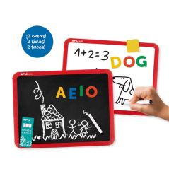 Ardoise magnétique double-face craie et marqueur multicolore