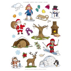 ✅ LOT de 5 Autocollants thème hiver Appli - 276 autocollants sur 12 feuilles - Illustrations pédagogiques - Ad en stock