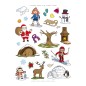 LOT de 5 Apli Sac d'autocollants sur le thème de l'hiver - 69 autocollants sur 3 feuilles - Adhésif amovible - Illustrations