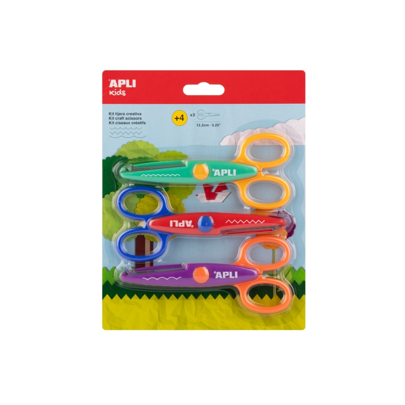 Apli Kids pack de 3 ciseaux scolaires créatifs 13,5 cm Apli Kids pack de 3 ciseaux scolaires créatifs 13,5 cm