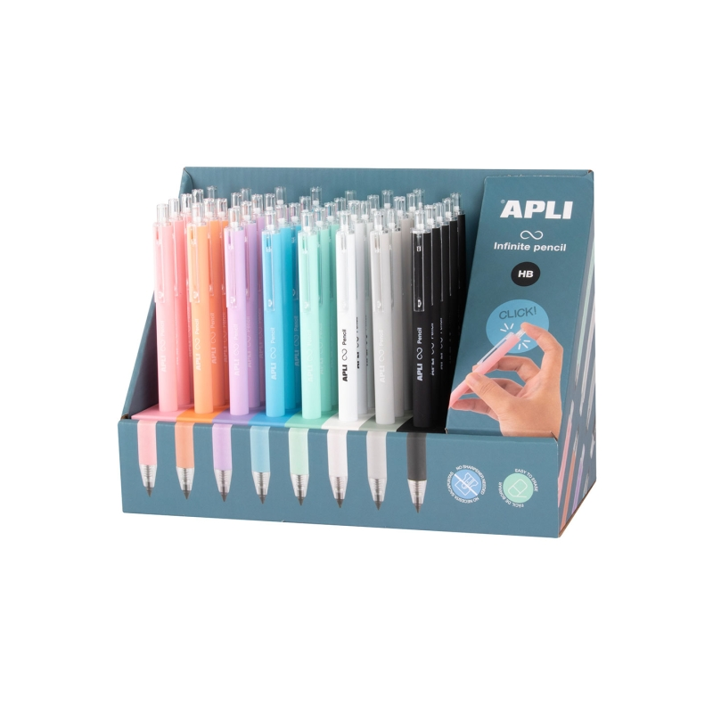 Crayon infini rétractable Apli HB, 40 pièces assorties Crayon infini rétractable Apli HB, 40 pièces assorties