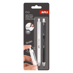 Deux crayons infinis rétractables HB
